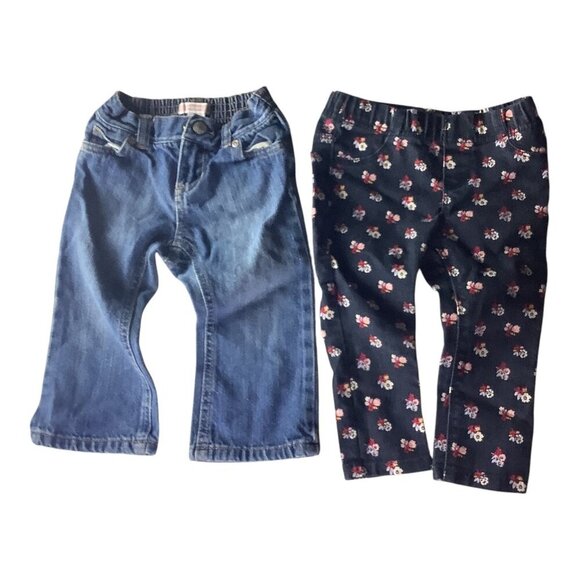 Old Navy Jeggings & Denim Jeans Baby Girl 18-24M Multicolor Floral Elastic Waist - Picture 1 of 11